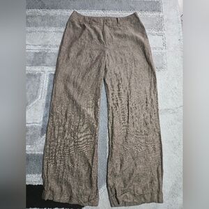 Hunt Club Relaxed Wide-Leg Linen-Blend Chinos in Taupe